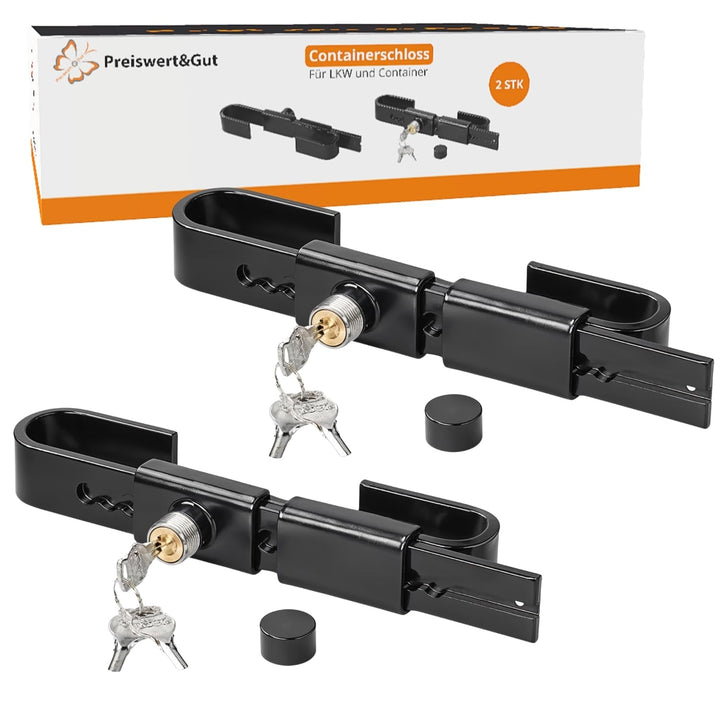 Preiswert&Gut 2x Containerschloss verstellbar von 22 bis 43 cm inkl. 2 Schlüssel - Seecontainer und