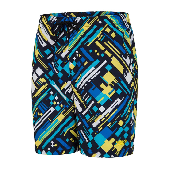 Speedo Jungen Glitchwarp Allover 15" Ws Schwimm-Slips M Echtes Marineblau, Blau-türkis, Empire, Gelb