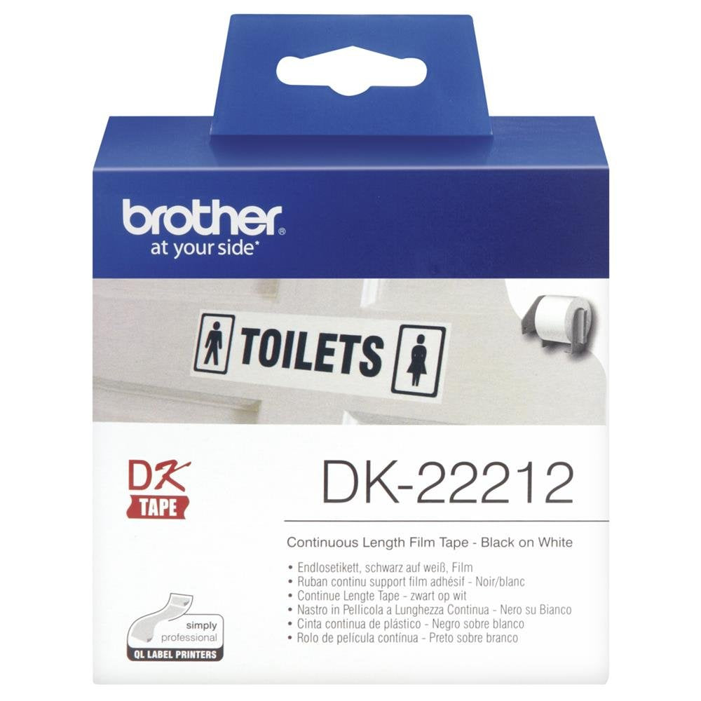 BROTHER DK22212 DK-22212 Endlos-Etiketten Film, 62 mm x 15,24 m Schwarz,weiss
