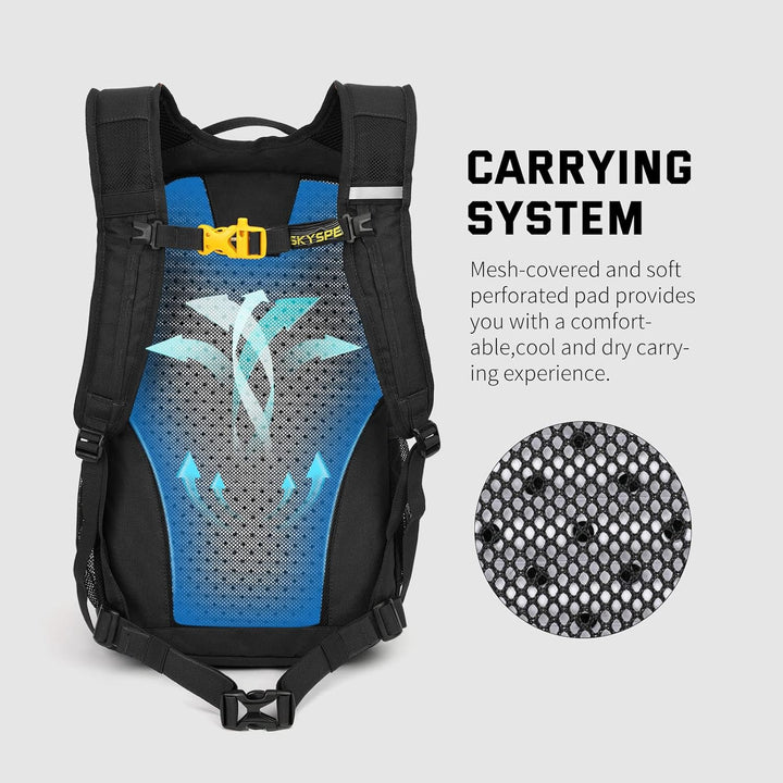 SKYSPER Leicht Wanderrucksack Klein Rucksack mit Rückenbelüftung Trekkingrucksack aus atmungsaktivem