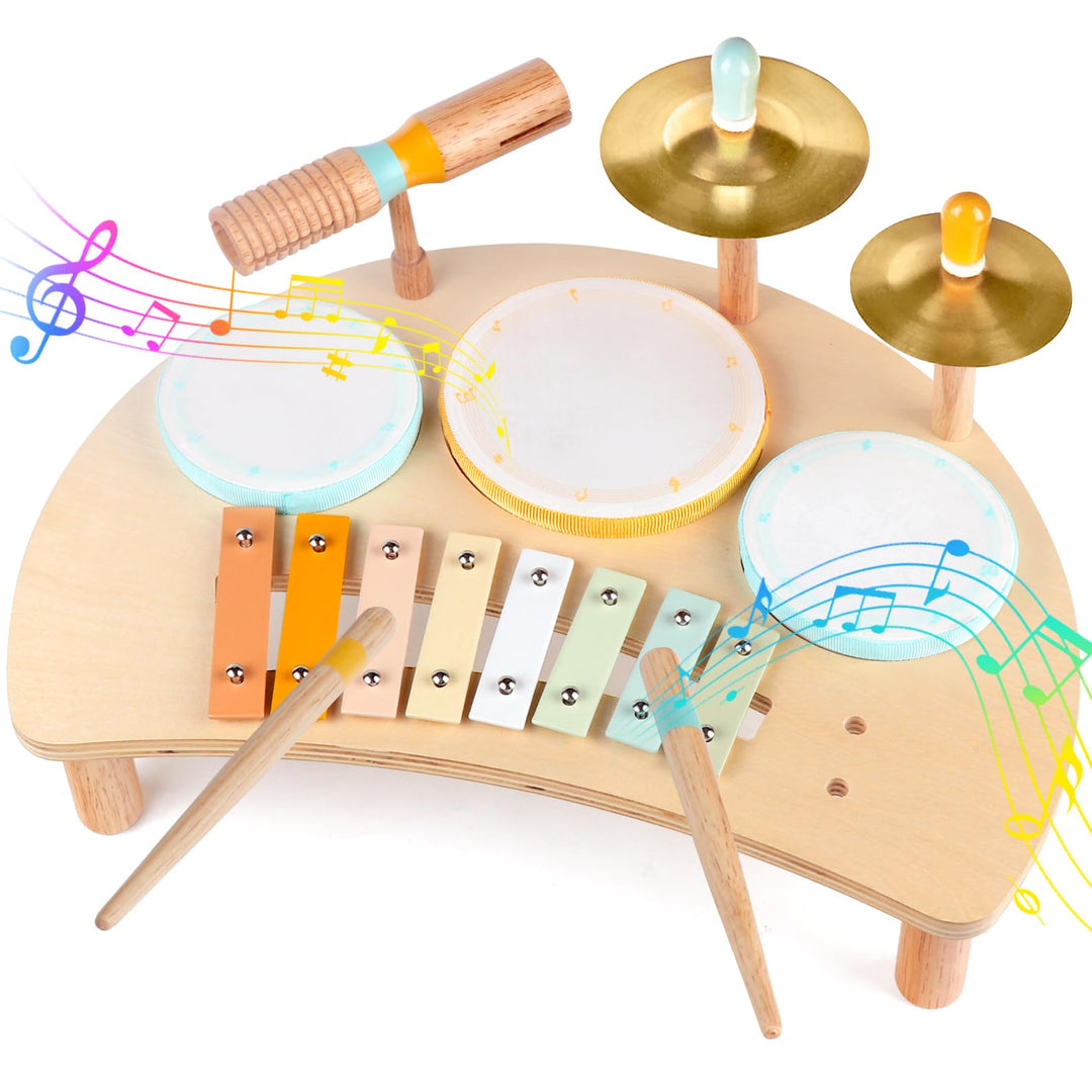 Schlagzeugset für Kinder – Musikinstrumente für Kleinkinder von 1–3 Jahren, pädagogisches Musikspiel