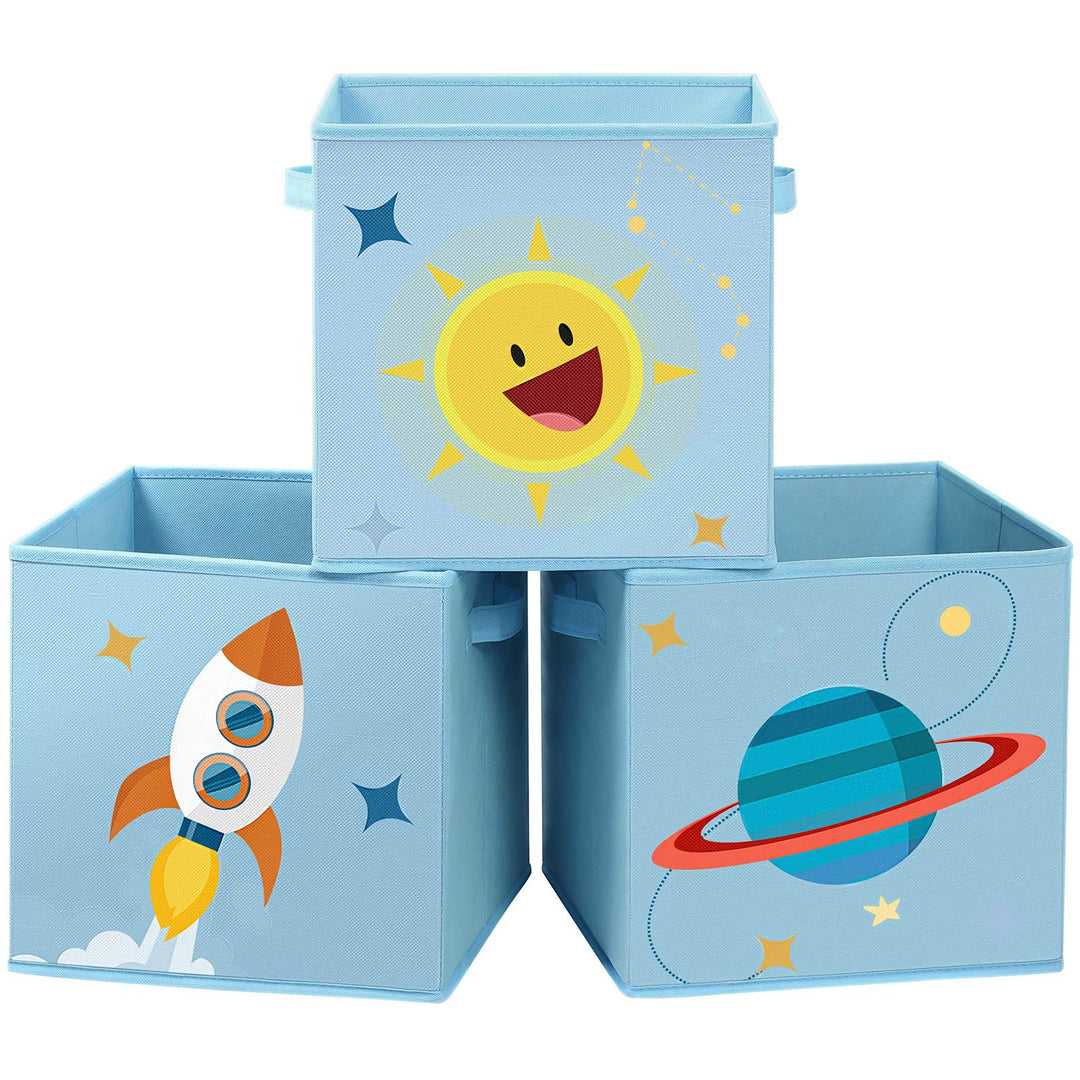 SONGMICS Aufbewahrungsbox, 3er Set, Spielzeug-Organizer, 30 x 30 x 30 cm, Faltbox, Stoffbox mit Grif