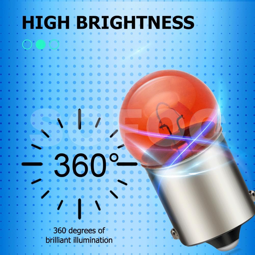 SOFOC 1156 P21W BA15S Lampe Amber Gelb G18 12V 10W für Auto/Motorrad Blinker Seitenmarkierungsleucht