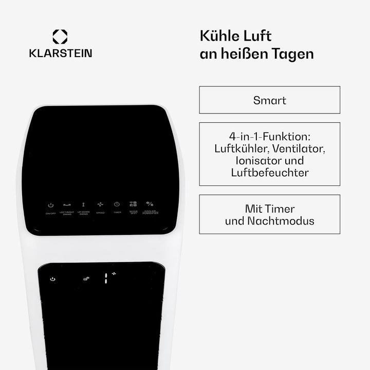 Klarstein Klimaanlage ohne Abluftschlauch, 5-in-1 Klimagerät mit Nachtmodus, Leiser Ventilator & Luf