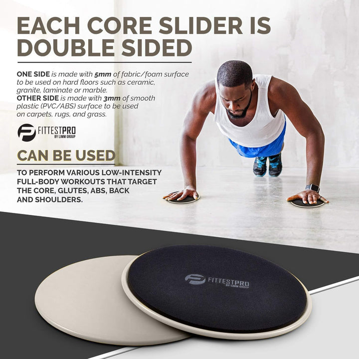 Limm Core Sliders for Working Out - Exercise Sliders Fitness, Stability, Ab, Legs &amp; Full Body (Set o
