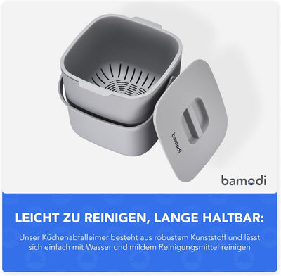 Bamodi Biomülleimer Küche Doppelte Compartment, Plastik, für Kompost oder kleine Abfälle in Küche/Ba