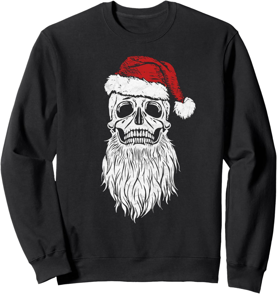 Vintage Skull & Santa Hat Retro Funny Christmas Graphic Sweatshirt