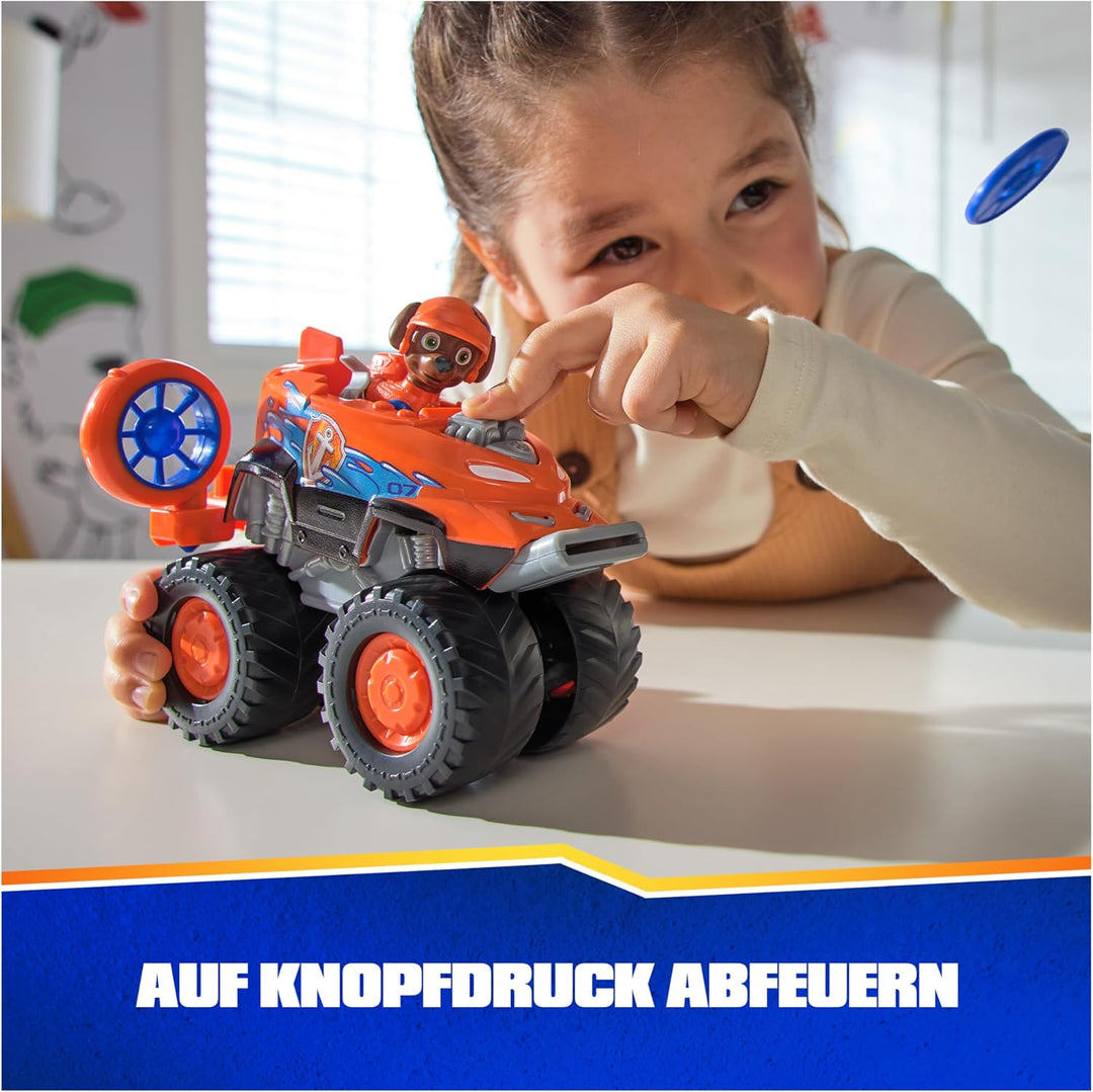 PAW PATROL Rescue Wheels - Zumas Monstertruck Fahrzeug mit Geschoss-Abwurf und Zuma Hundefigur, Spie