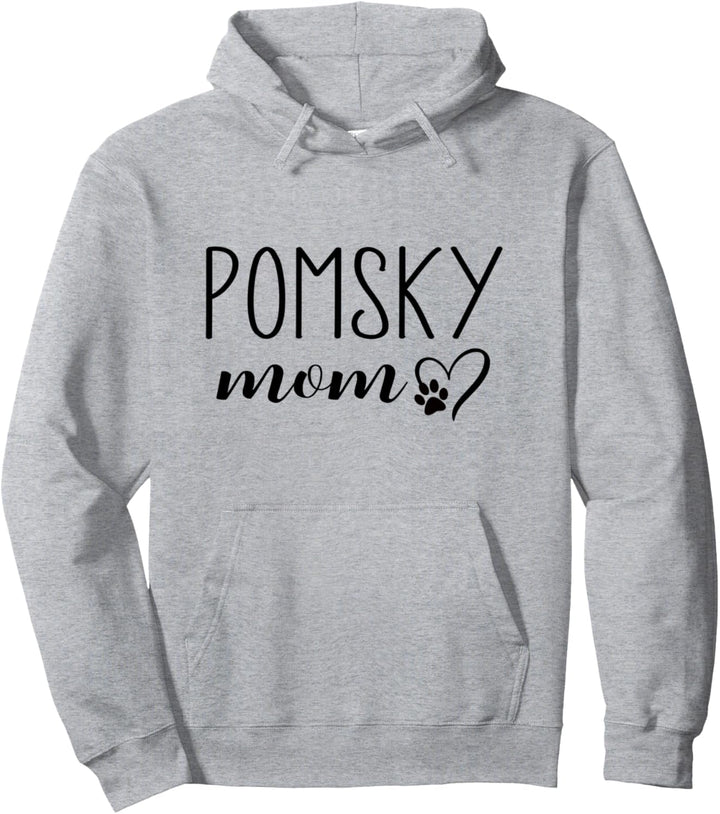 Dog Paw Print Heart Pomsky Mom Pullover Hoodie
