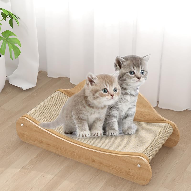 Kratzbrett Sisal, Katzen Kratzbrett, Kratzmöbel Katze, Bequeme Kratzpads aus Hochwertiger Holz und S