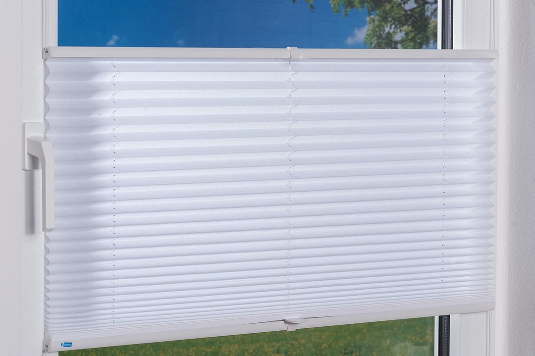 K-home 421614-4 Klemmfix-Plissee Weiss 70 x 130 cm (B x L) Lichtschutz +++ Moderne Crushed Optik +++