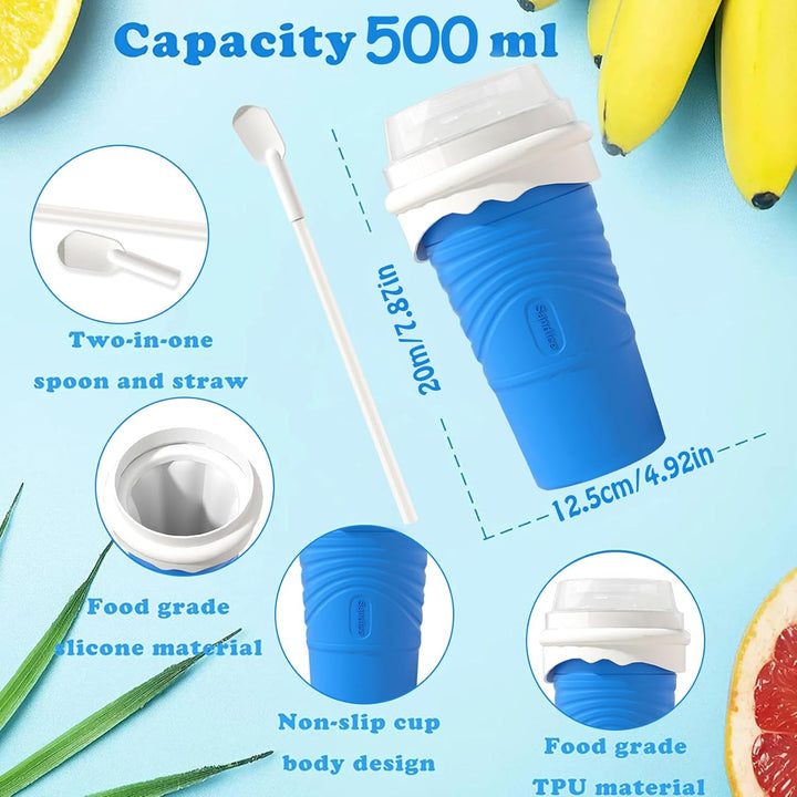 SCBOY Slushy Maker,Eis zum kneten slushy becher,Silikon slushy maker cup,Slush becher mit Strohhalml