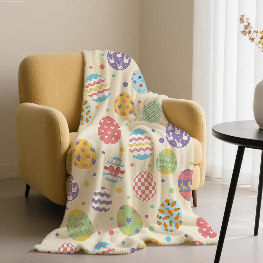 Ostern Kuscheldecke Flanelldecke Schlafdecke Geschenk 150×130CM Ostern Hase Happy easter Geschenk Fr