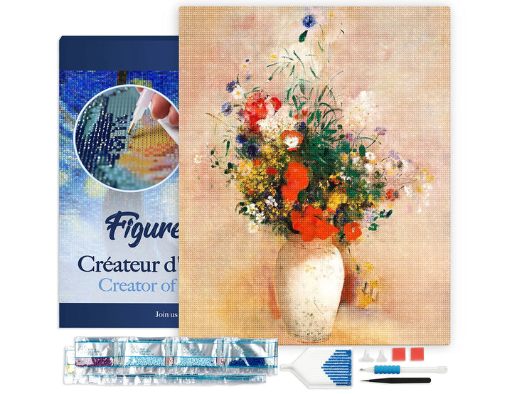 Figured'Art Diamond Painting Erwachsene 40x50cm Mit Rahmen Ganze Leinwand gespannt Vase mit Blumen O