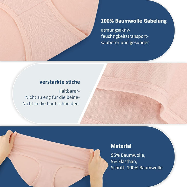 Unterhosen Damen Unterwäsche 6er Pack Baumwolle Slips Mittel Taille Panties M 6*mehrfarbig-3, M 6*me