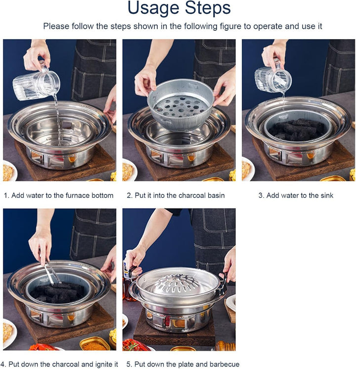 Thai Korean BBQ Grill Pfanne, 2 in 1 Sogar Heizung Heisstopf Grill Holzkohlewanne Eisen Grillschale