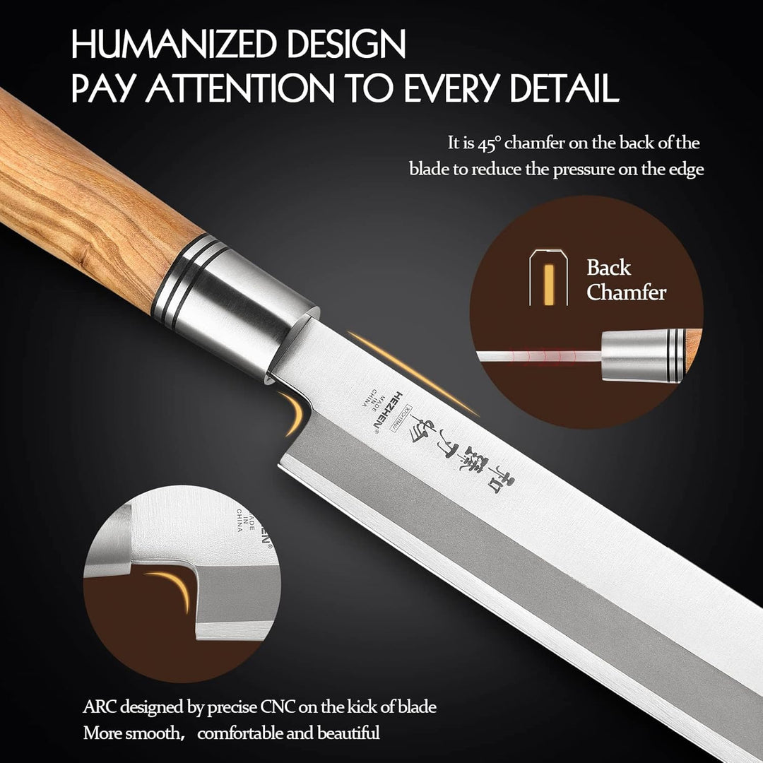 HEZHEN- 270mm Yanagiba-Messer,Japanischer Stil Schmieden von Stahl Sashimi-Messer,Sushi-Messer Filet