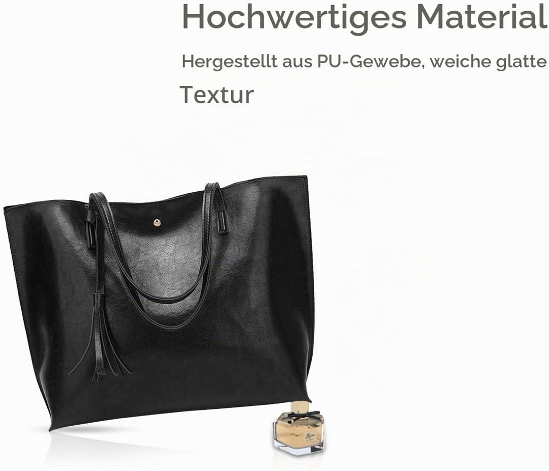 NICOLE&amp;DORIS Damen Tote Tasche Handtasche Schultertasche aus PU-Leder Umhängetaschen Mode grosse Han