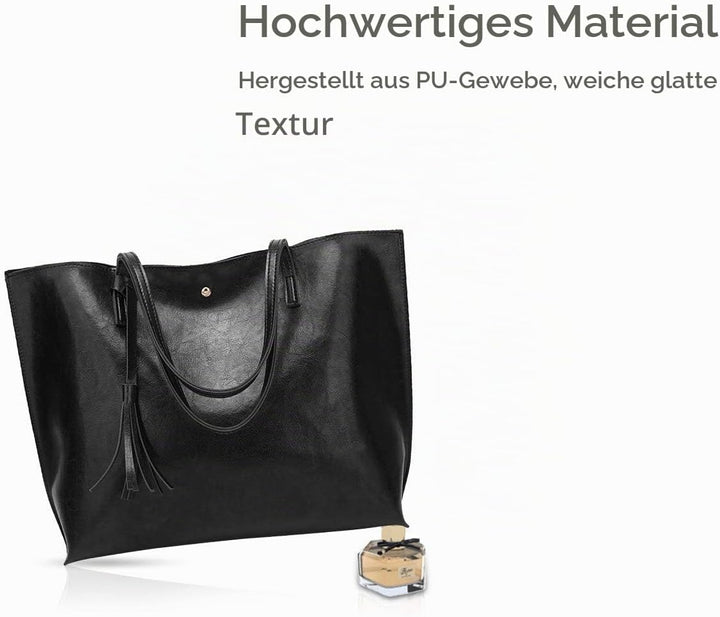 NICOLE&amp;DORIS Damen Tote Tasche Handtasche Schultertasche aus PU-Leder Umhängetaschen Mode grosse Han