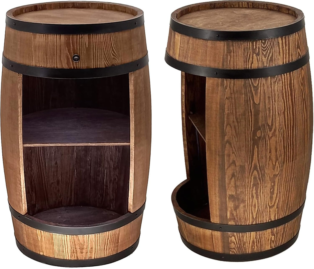 CREATIVE COOPER Holzfass Hausbar mit LED-Leuchten - Weinschrank im Retro Stil - Weinfass Bar - Weinr