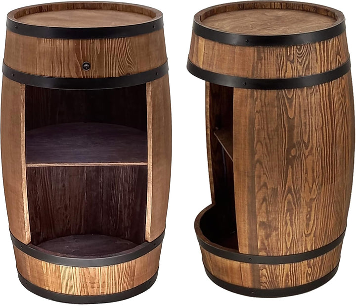 CREATIVE COOPER Holzfass Hausbar mit LED-Leuchten - Weinschrank im Retro Stil - Weinfass Bar - Weinr