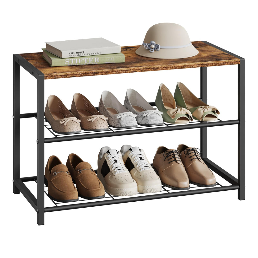 WOLTU Schuhbank Schuhregal mit Sitzfläche Badregal Schuhablage Schuhkommode Schuhständer Organizier