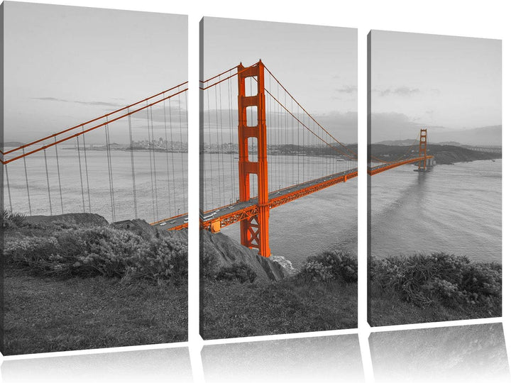 Pixxprint Golden Gate Bridge San Francisco als Leinwandbild | Grösse: 3 Teilig (120x80) | Wandbild|
