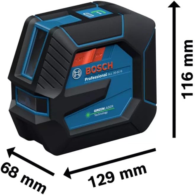 Bosch Linienlaser GLL 20-22 G, BA 3.7V 3.0Ah XL + USB-C-Kabel im Handwerkerkoffer