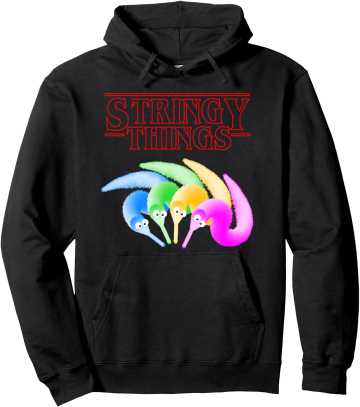 Stringy Dinge, Fuzzy Magic Worm auf einem String Meme Pullover Hoodie