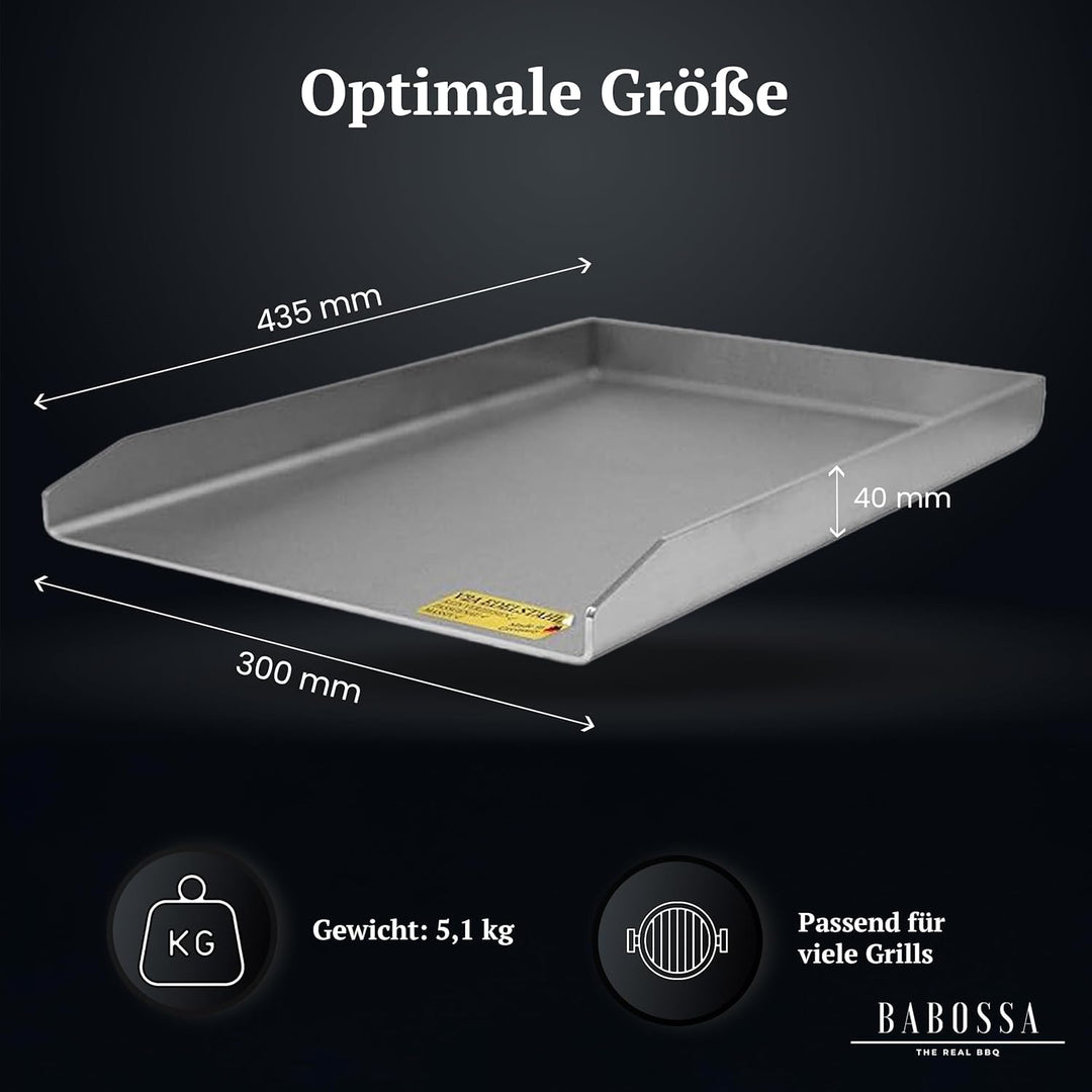 BABOSSA® Premium Plancha/Grillplatte [30x43.5cm] kompatibel mit Broil King Baron & Crown | Massiver,