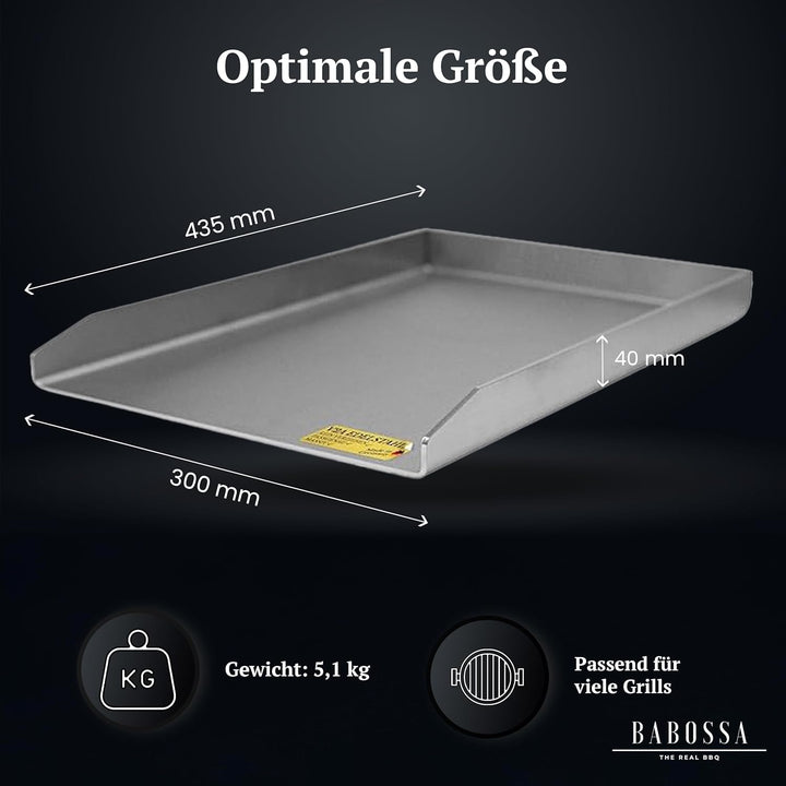 BABOSSA® Premium Plancha/Grillplatte [30x43.5cm] kompatibel mit Broil King Baron & Crown | Massiver,