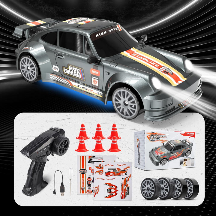 HappyGoLucky Mini RC Drift Auto, 2.4GHz Ferngesteuertes Auto, Massstab 1:24, 10-15KM/H, LED-Lichter,