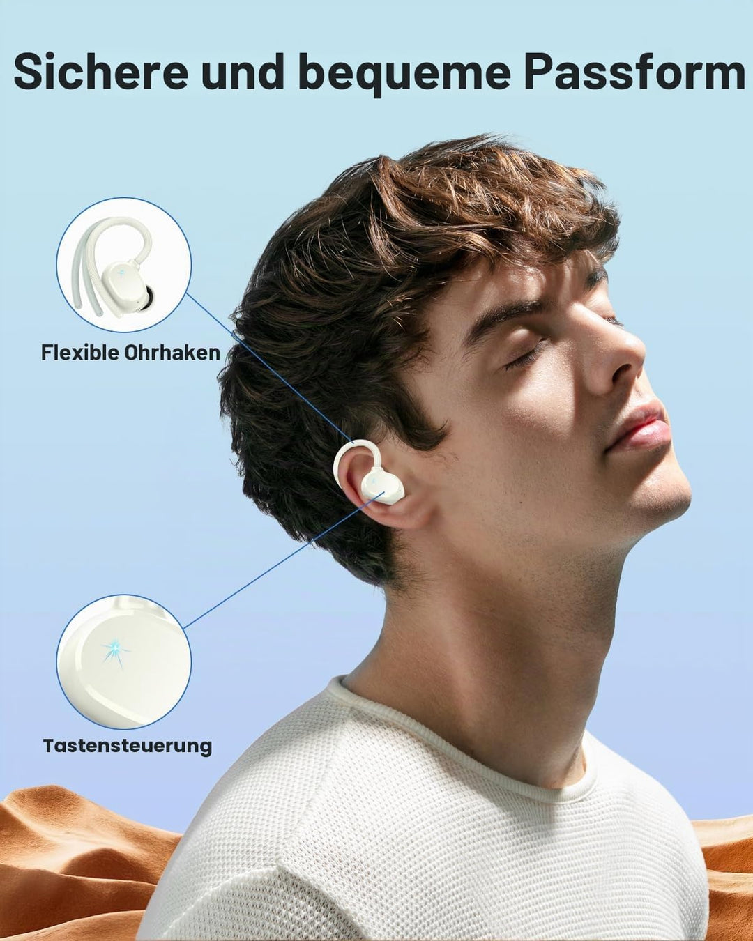 Bluetooth Kopfhörer Sport, 2026 in Ear Kopfhörer Kabellos Bluetooth 5.3 mit HD Mic, Herausragender S