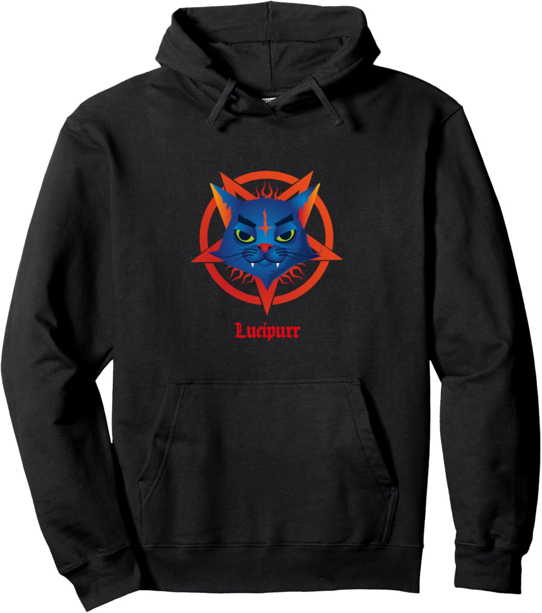 Lucipurr Lucifer Occult Devil Cat Satan Pentagram Antichrist Pullover Hoodie