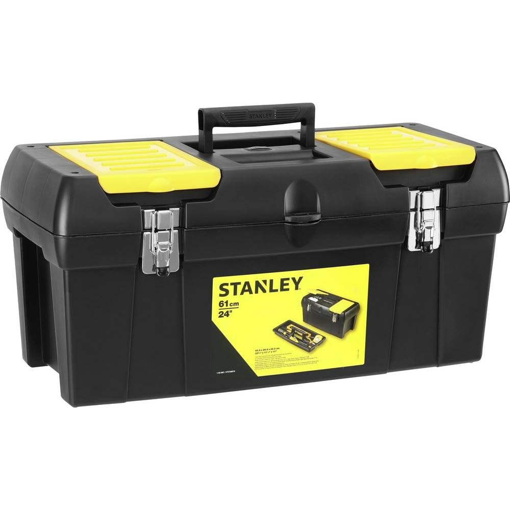 Stanley Werkzeugbox Millenium (24 Zoll, mit herausnehmbarer Ablage, 2 Organizern, Metallschliessen,