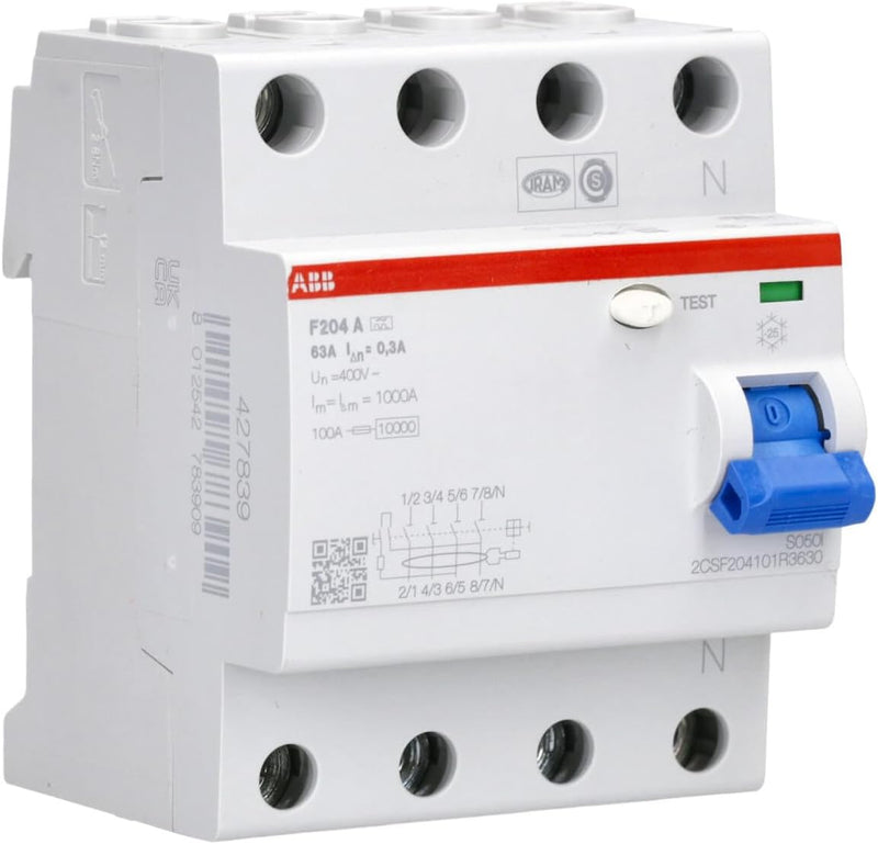 ABB F200 RCCB, 4-polig, 63A, 300mA Typ A 230V ac Single, Single