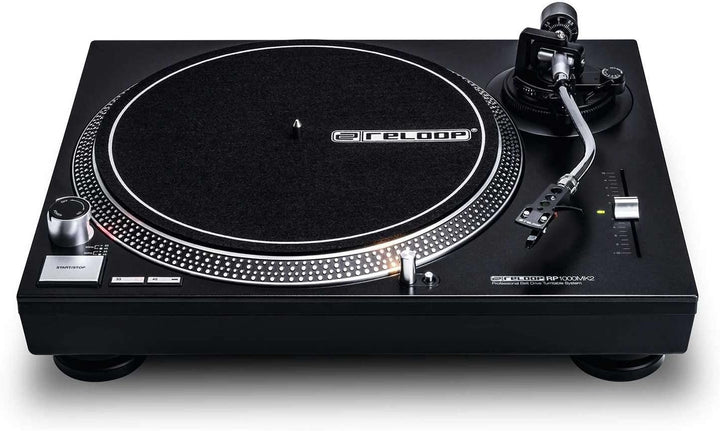 Reloop RP-1000 MK2 - Riemenantrieb für DJ und HiFi, 33 1/3 & 45 RPM, ausfahrbare Nadelbeleuchtung, p