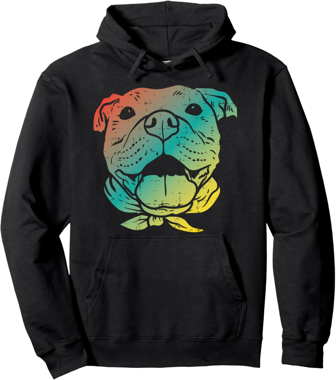 Colorful Pitbull Face Art Pitties Pitty Dog Lover Owner Gift Pullover Hoodie
