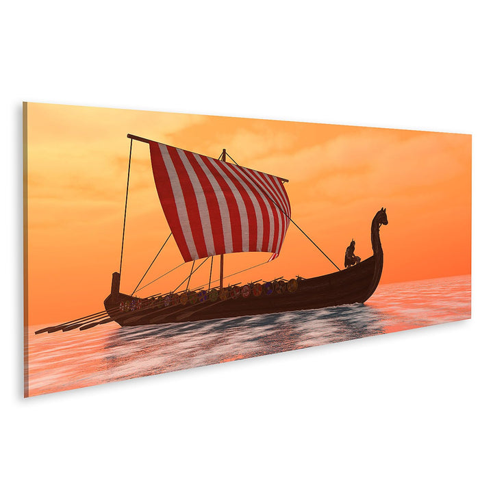 islandburner Bild auf Leinwand Wikingerschiff Segelt Über Ruhige Gewässer Im Ozean Bilder Wandbilder