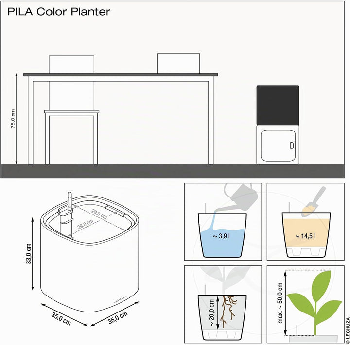 LECHUZA PILA Color Planter sandbraun 15907 35x35x33 cm Sandbraun, 35x35x33 cm Sandbraun