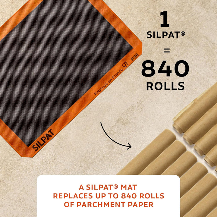 Silpat SN 415 290 02 Silpain Premium Antihaft-Silikon-Backmatte für Brot, 29,8 x 41,6 cm, schwarz