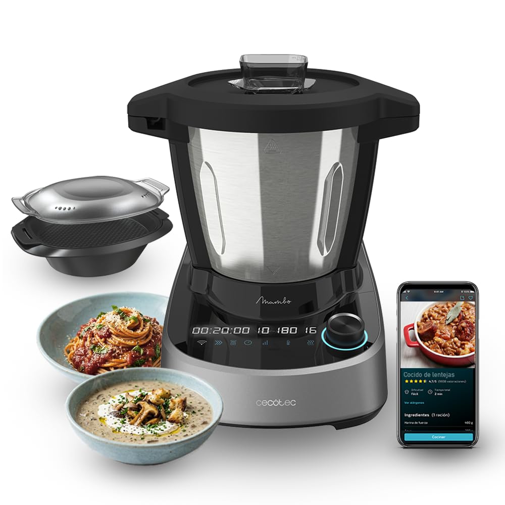 Cecotec Smarte Küchenmaschine Mambo 11090 Daily. 37 Funktionen | WLAN App-Steuerung, 3,3 L Edelstahl