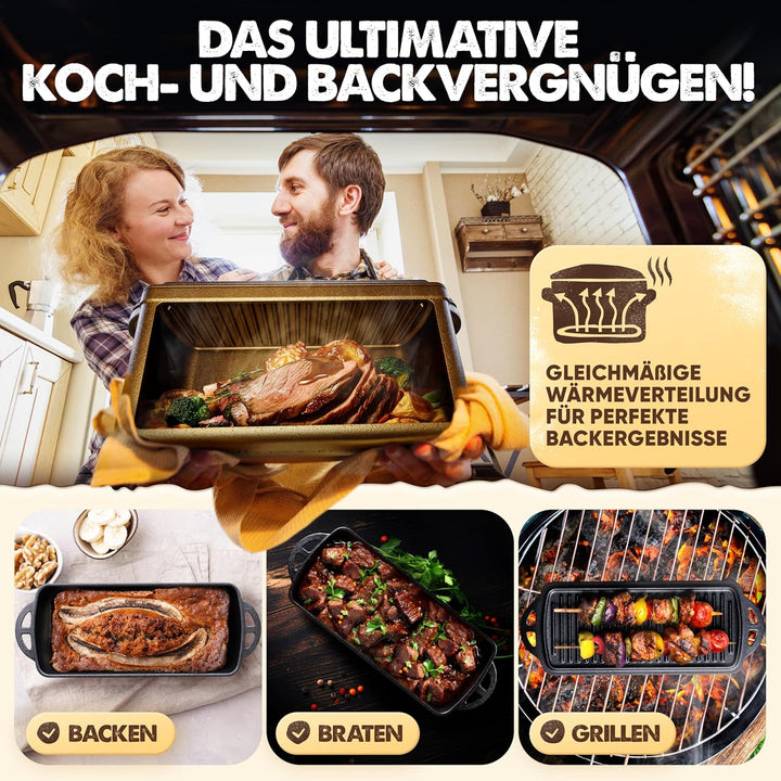 Flavemotion Brotbackform mit Deckel – Komplett-SET (Gärkörbchen, Bäckermesser, Teigkarte, Starter-Re