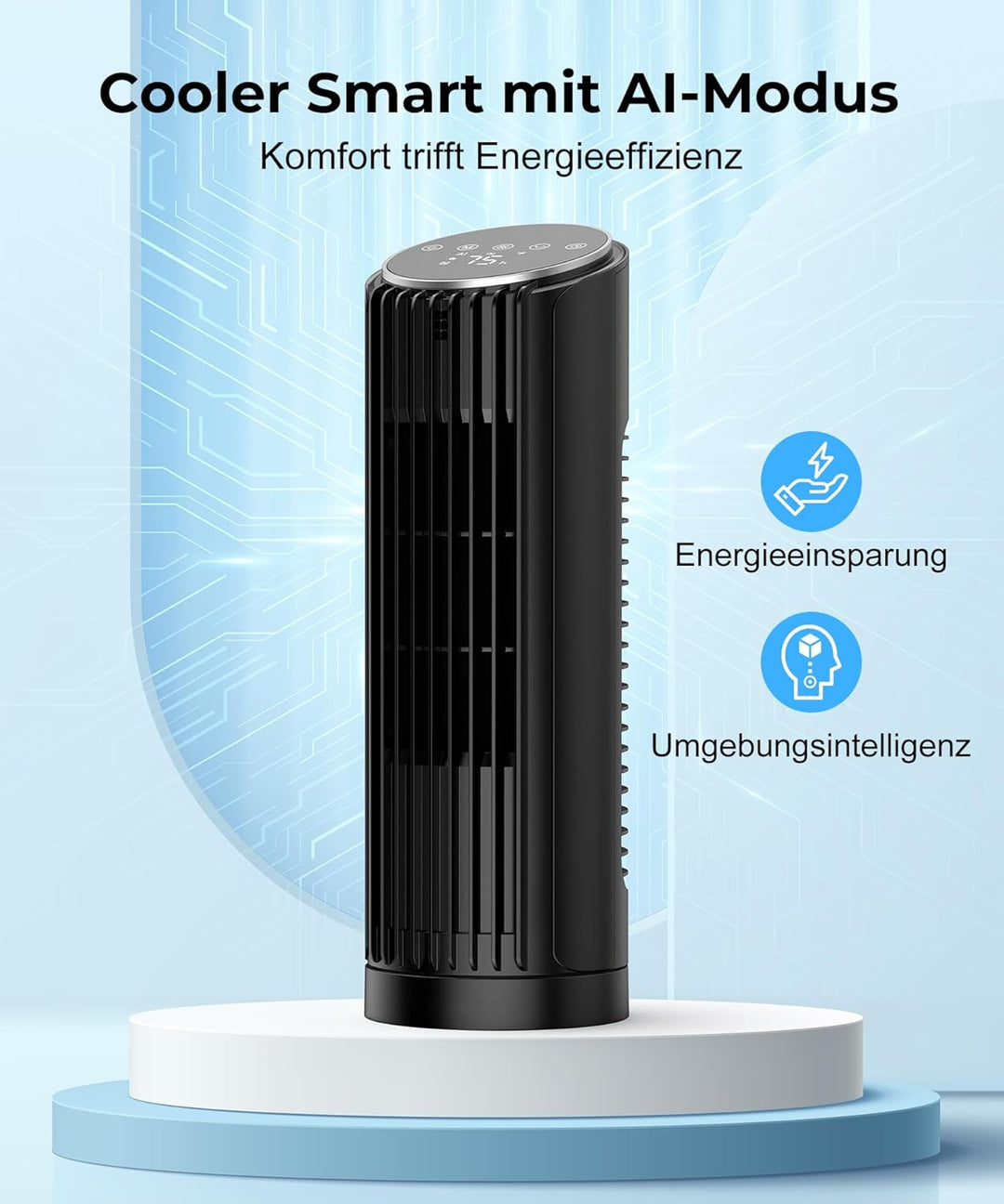 PNTCK Turmventilator mit Fernbedienung, 33cm ventilator leise mit 4 Modi,4 Geschwindigkeiten, 70°Osz