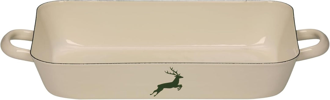 Riess, 0046-072, Bratpfanne 33/20, Bräter, Ofenpfanne, COUNTRY - HIRSCH GRÜN, 33 x 20 cm, Höhe 6 cm,