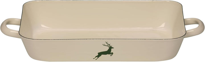 Riess, 0046-072, Bratpfanne 33/20, Bräter, Ofenpfanne, COUNTRY - HIRSCH GRÜN, 33 x 20 cm, Höhe 6 cm,