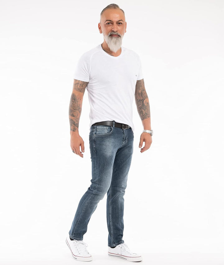 Indumentum Jeans Herren Slim Fit Hose Stretch 32W / 30L Blau - Is-307, 32W / 30L Blau - Is-307