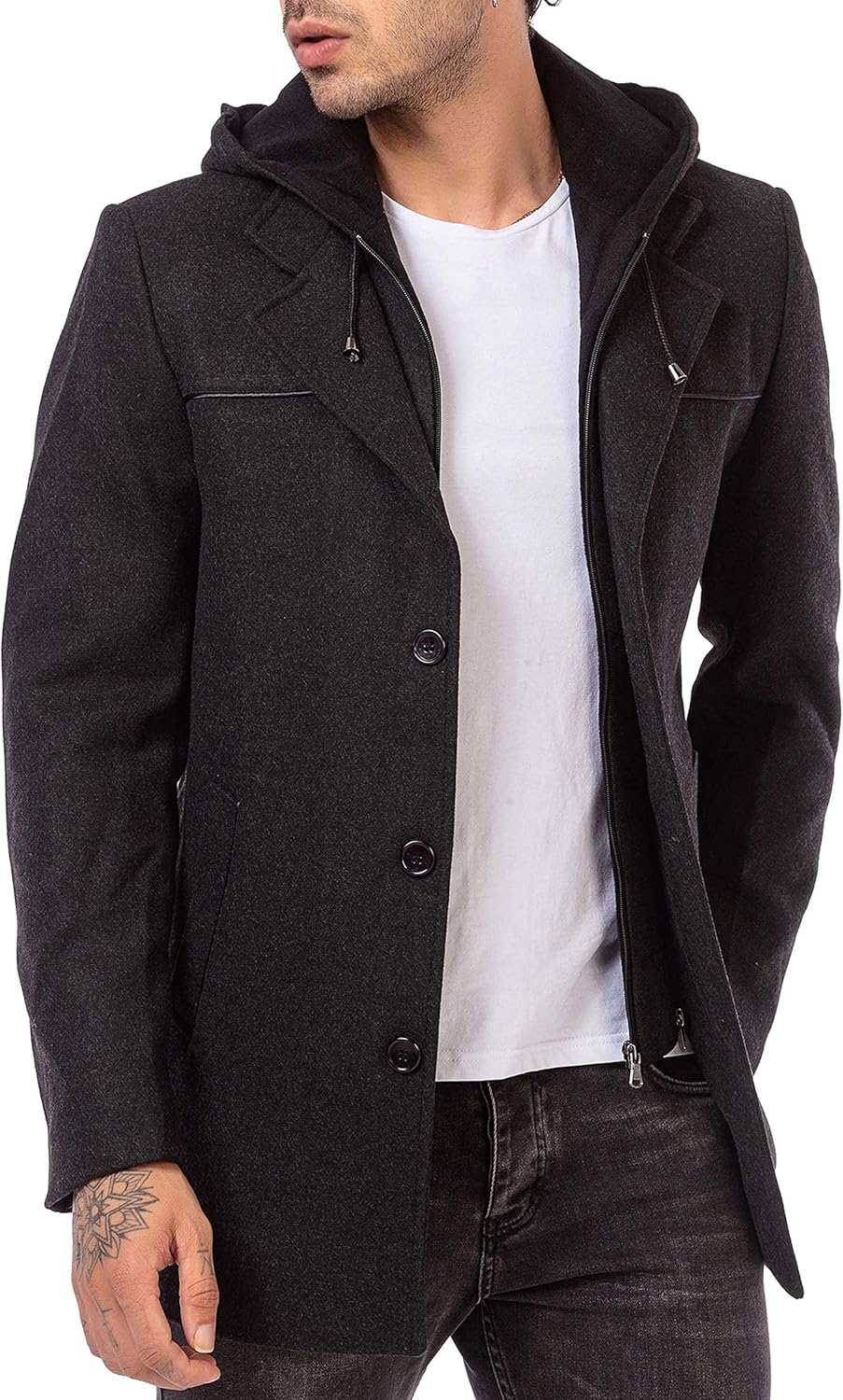 Redbridge Herren Mantel Trenchcoat Kapuzenjacke Elegant lange Jacke Hooded XXL Anthrazit, XXL Anthra