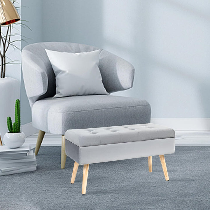 Hawthyhome Sitzbank mit Stauraum 80 × 35 × 43 cm, Sitztruhe mit Aufbewahrungsbox Truhenbank Samt Pol