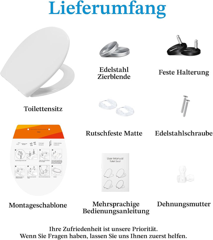 Toilettendeckel mit Absenkautomatik, WC Sitz mit Absenkautomatik Antibakteriell & UV-beständig O For